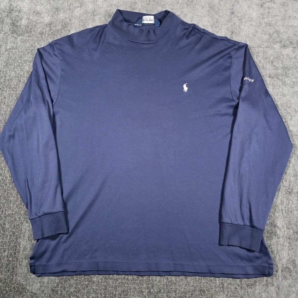 Polo Golf Ralph Lauren Mens XL Mock Neck Shirt Navy Pima Cotton Berkeley Hills